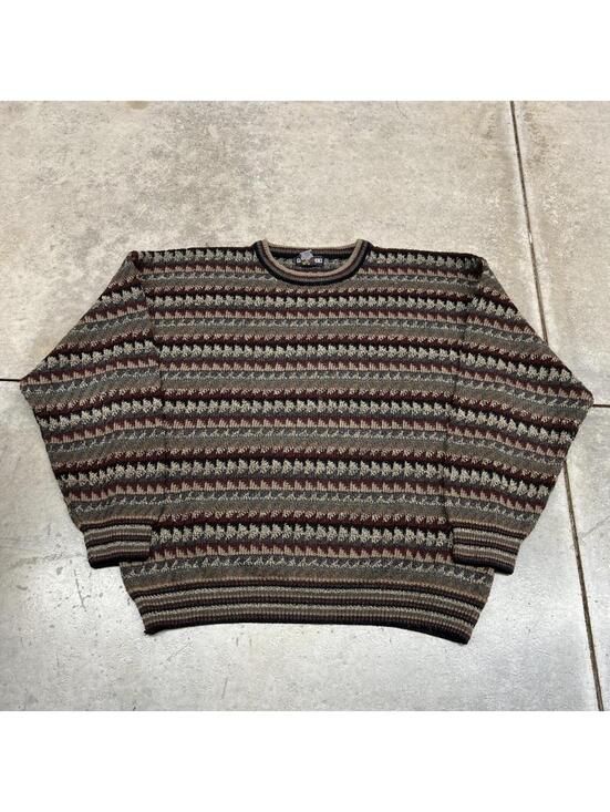 Jantzen Other - vintage jantzen brown beige and black striped knit sweater size xl